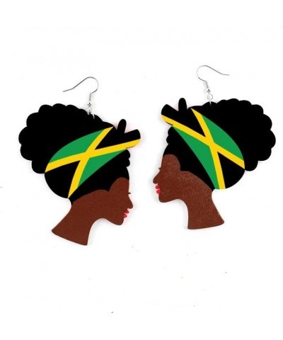 Caribbean Flag Drop Earrings for Black and Brown Skin Women | Afro Wood Dangle Earrings | Christmas Gift | Jamaica Barbados A...