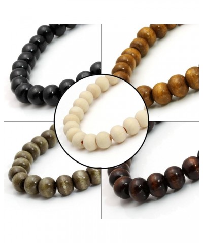 5 Pcs Wooden Beaded Bracelet Bangle for Men and Women Elastic Black Cross $9.00 Bracelets