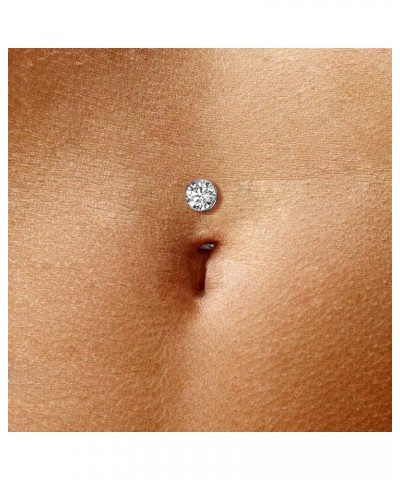 14GA F136 Implant Grade Titanium Threadless Convex Base CZ Crystal Floating Belly Button Ring Aurora Borealis $8.62 Body Jewelry