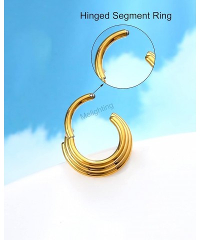 Triple Stacked Septum Rings 16G Hinged Septum Jewelry Stainless Steel 316L Daith Earring Hoop Conch Piercing Jewelry Tragus P...