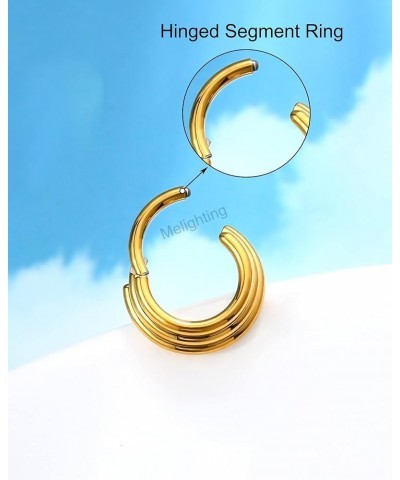 Triple Stacked Septum Rings 16G Hinged Septum Jewelry Stainless Steel 316L Daith Earring Hoop Conch Piercing Jewelry Tragus P...