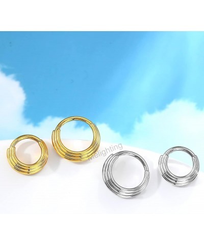 Triple Stacked Septum Rings 16G Hinged Septum Jewelry Stainless Steel 316L Daith Earring Hoop Conch Piercing Jewelry Tragus P...