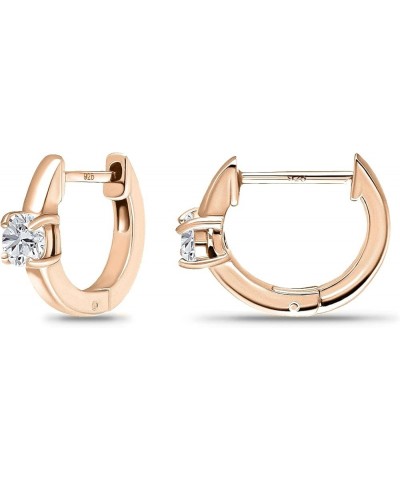 14K Gold Flashed Solitaire Cubic Zirconia CZ Small Huggie Hoops, White Yellow Rose Gold Huggie Hoop Earrings for Women Girls ...