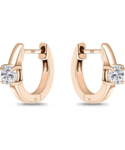 14K Gold Flashed Solitaire Cubic Zirconia CZ Small Huggie Hoops, White Yellow Rose Gold Huggie Hoop Earrings for Women Girls ...