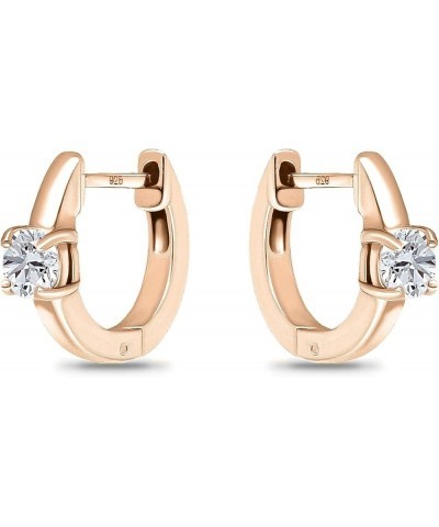 14K Gold Flashed Solitaire Cubic Zirconia CZ Small Huggie Hoops, White Yellow Rose Gold Huggie Hoop Earrings for Women Girls ...