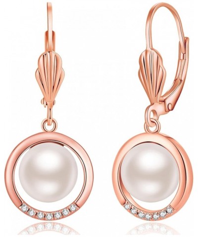 Pearl Diamond Earrings for Women Dangle Drop Earrings 925 Sterling Silver Pearl Lever Back Drop Earrings Pearl Silver Earring...