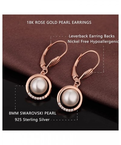 Pearl Diamond Earrings for Women Dangle Drop Earrings 925 Sterling Silver Pearl Lever Back Drop Earrings Pearl Silver Earring...