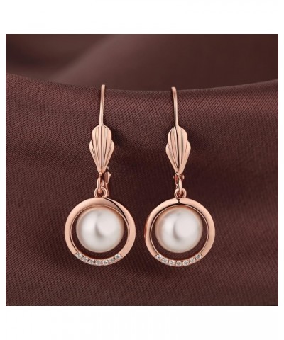 Pearl Diamond Earrings for Women Dangle Drop Earrings 925 Sterling Silver Pearl Lever Back Drop Earrings Pearl Silver Earring...