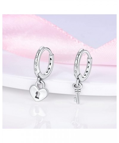 925 Sterling Silver Hoop Earring Simple Colorful Cubic Zirconia Tassel Chain U-Shaped Square Small Huggie Earrings Hypoallerg...