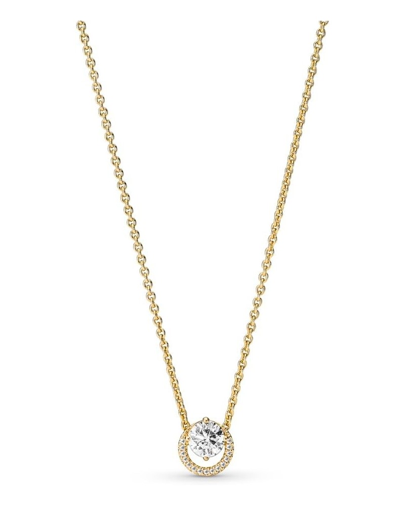 Sparkling Round Halo Pendant Collier Necklace, 17.7 inches $52.50 Necklaces