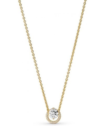 Sparkling Round Halo Pendant Collier Necklace, 17.7 inches $52.50 Necklaces