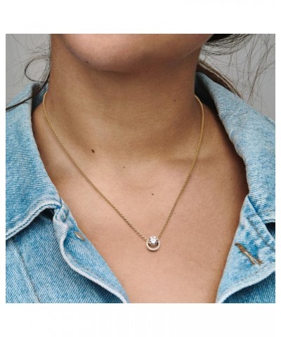 Sparkling Round Halo Pendant Collier Necklace, 17.7 inches $52.50 Necklaces