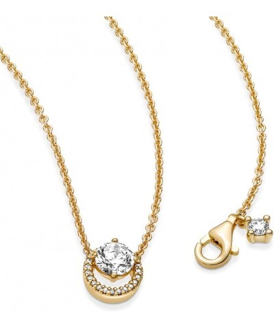 Sparkling Round Halo Pendant Collier Necklace, 17.7 inches $52.50 Necklaces