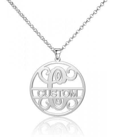 Dahlia Necklace Personalized Monogrammed Circle Pendant Customized Nameplate Dahlia (Silver) 20"-24" Chain $14.27 Necklaces