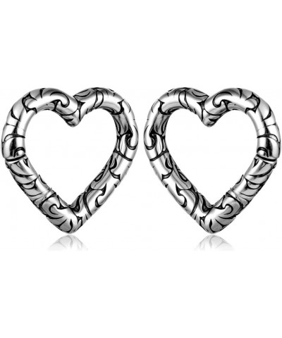 2 PCS Womens Anti-allergic Elegant Hoop Heart Ear Hangers Weights 316 Stainless Steel Ear Plugs Body Piercing Jewelry Women D...