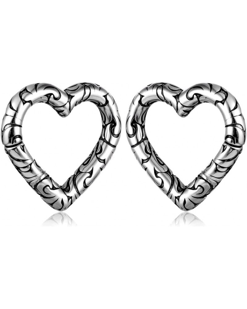 2 PCS Womens Anti-allergic Elegant Hoop Heart Ear Hangers Weights 316 Stainless Steel Ear Plugs Body Piercing Jewelry Women D...