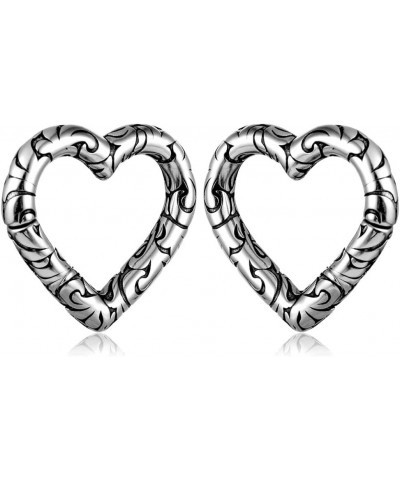 2 PCS Womens Anti-allergic Elegant Hoop Heart Ear Hangers Weights 316 Stainless Steel Ear Plugs Body Piercing Jewelry Women D...