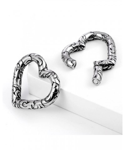 2 PCS Womens Anti-allergic Elegant Hoop Heart Ear Hangers Weights 316 Stainless Steel Ear Plugs Body Piercing Jewelry Women D...