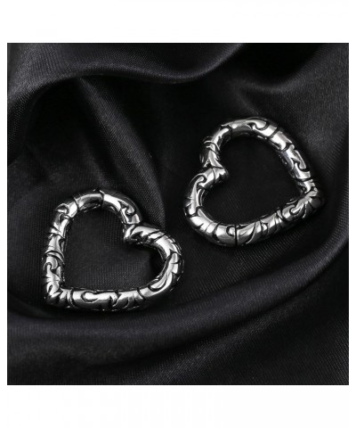 2 PCS Womens Anti-allergic Elegant Hoop Heart Ear Hangers Weights 316 Stainless Steel Ear Plugs Body Piercing Jewelry Women D...