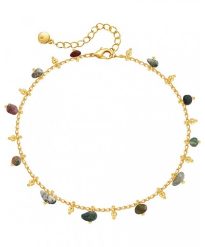 18k Gold Plated Anklet Ankle Bracelets for Women Moss Crystal Stone $7.52 Anklets