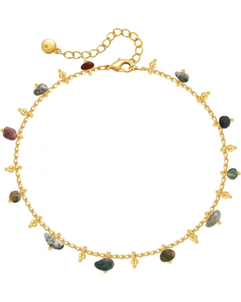 18k Gold Plated Anklet Ankle Bracelets for Women Moss Crystal Stone $7.52 Anklets