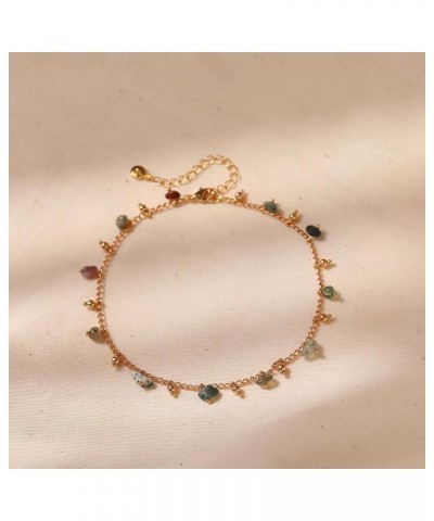 18k Gold Plated Anklet Ankle Bracelets for Women Moss Crystal Stone $7.52 Anklets