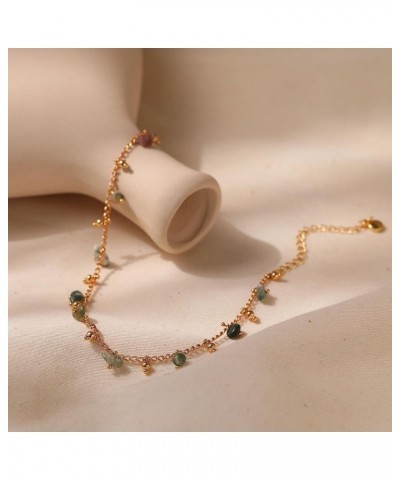 18k Gold Plated Anklet Ankle Bracelets for Women Moss Crystal Stone $7.52 Anklets