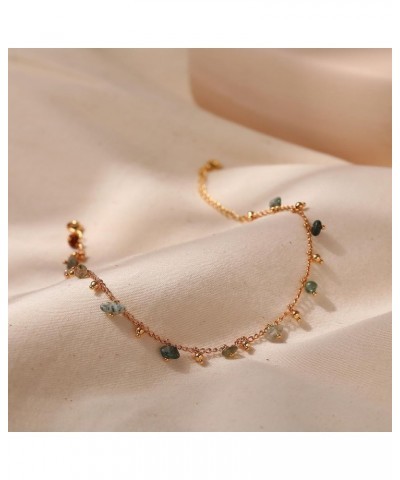 18k Gold Plated Anklet Ankle Bracelets for Women Moss Crystal Stone $7.52 Anklets