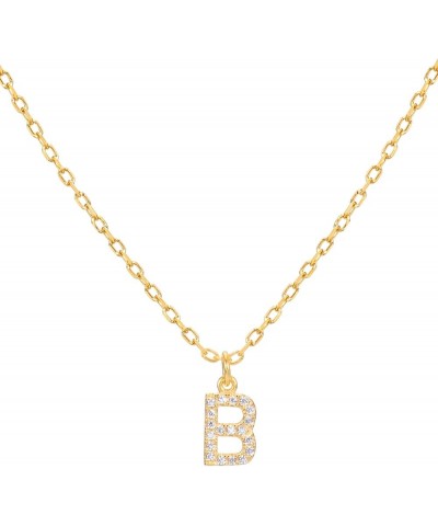 18K Gold Plated Sterling Silver Tiny Micro Pave CZ Initial Necklace | Alphabet Letter Initial Charm Necklace with Chain Gold ...