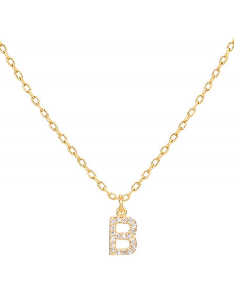 18K Gold Plated Sterling Silver Tiny Micro Pave CZ Initial Necklace | Alphabet Letter Initial Charm Necklace with Chain Gold ...