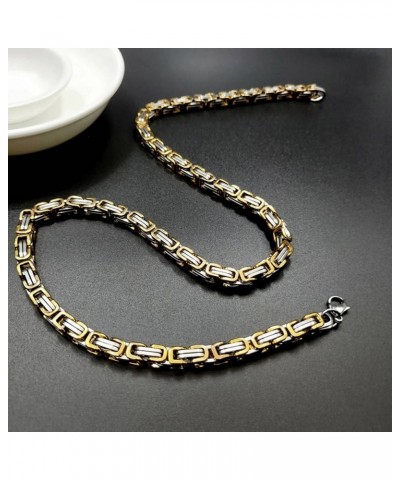 Chain Men Stainless Steel, Flat Byzantine Chain Link Necklace 4mm/5mm/6mm/8mm Silver/Black/Gold Chains for Unisex 55/60CM Sil...