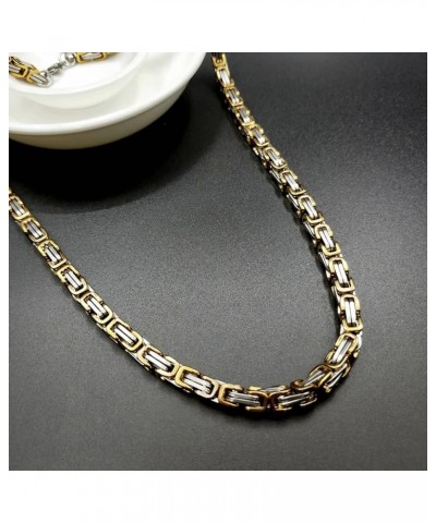 Chain Men Stainless Steel, Flat Byzantine Chain Link Necklace 4mm/5mm/6mm/8mm Silver/Black/Gold Chains for Unisex 55/60CM Sil...