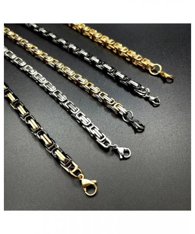 Chain Men Stainless Steel, Flat Byzantine Chain Link Necklace 4mm/5mm/6mm/8mm Silver/Black/Gold Chains for Unisex 55/60CM Sil...