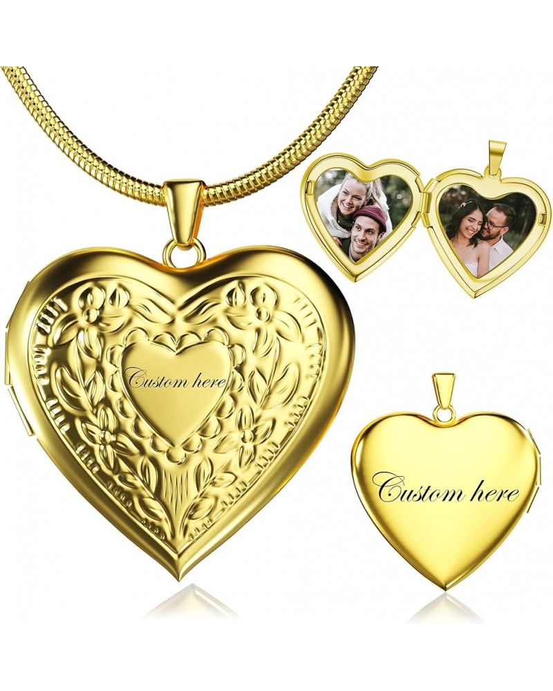 Personalized Picture Locket Necklace Heart Memorial Locket That Hold 2 Pictures Jewelry Gift for Women&Girls Golden - Daisy $...