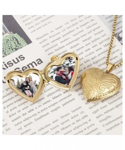 Personalized Picture Locket Necklace Heart Memorial Locket That Hold 2 Pictures Jewelry Gift for Women&Girls Golden - Daisy $...