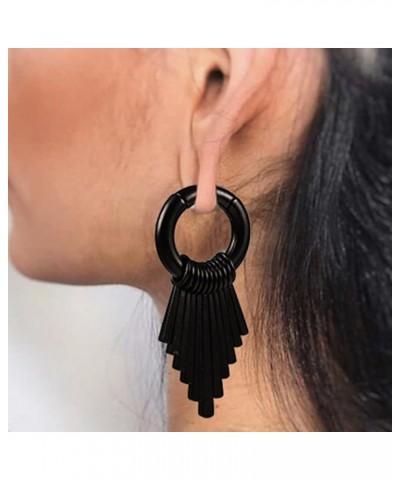 2PCS Cool Tassels Ear Weights Hangers Hypoallergenic Ear Gauges Plugs Tunnels 316 Stainless Steel Earring Expanders for Stret...