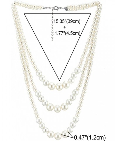 Womens Statement Necklace, Layered Three-strand with White Pearls and Beads Chains, for Dress Wedding Banquet $12.09 Necklaces