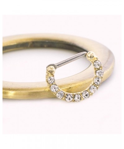 Gold IP Septum Clicker with Multiple Clear Cz Gems 16G $7.25 Body Jewelry