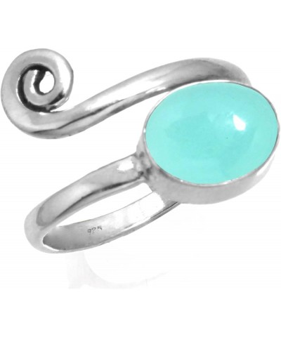 925 Sterling Silver Handmade Gemstone Toe Ring for Women Adjustable Feet Body Jewelry for Gift (98805_T) Aqua $13.51 Rings