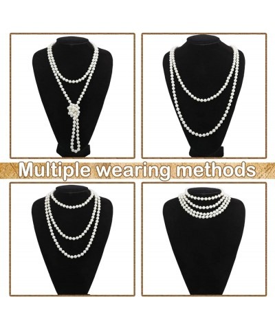 3 Pcs 1920s Pearl Jewelry Set Including Vintage Flapper Earrings Multilayer Imitation Pearl Necklace Bracelet for Women Girls...