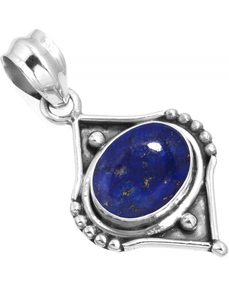 925 Sterling Silver Handmade Pendant for Women 9x11 Oval Gemstone Costume Silver Jewelry for Gift (99526_P) Lapis $13.94 Pend...