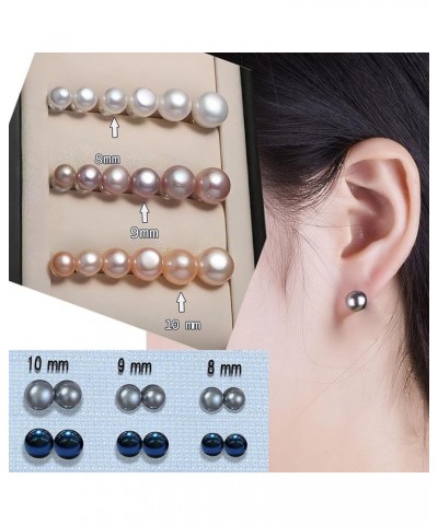 Pearl Earrings for women | Hypoallergenic Sterling silver studs Earrings with Genuine AAAAA Cultured Pearls8mm-10mm,Pearl stu...