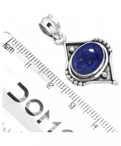 925 Sterling Silver Handmade Pendant for Women 9x11 Oval Gemstone Costume Silver Jewelry for Gift (99526_P) Lapis $13.94 Pend...