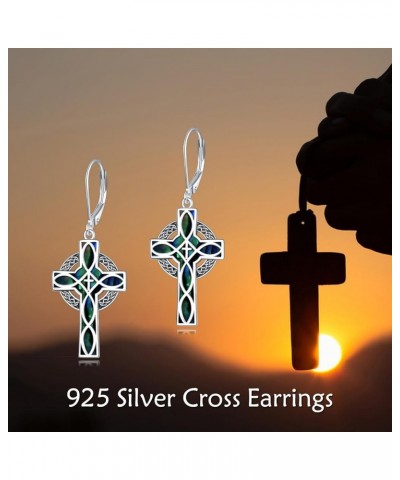 Cross Earrings Sterling Silver Dangle Drop Leverback Cross Earrings Religion Jewelry Christians Gifts for Women Men C-Celtic ...