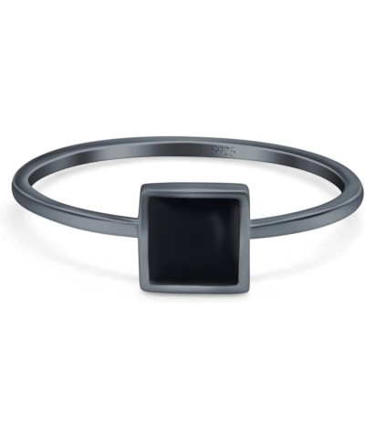 Solitaire Fashion Petite Dainty Ring Princess Cut Square 925 Sterling Silver Black Tone, Simulated Black Onyx $11.50 Rings